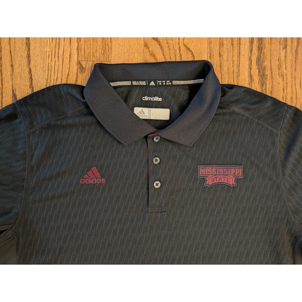 Adidas Mississippi State Bulldogs Climalite Golf Polo Shirt Black Men's XL
